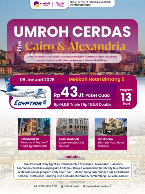 Umroh Cerdas 08 Januari 2026 Plus Cairo & Alexandria
