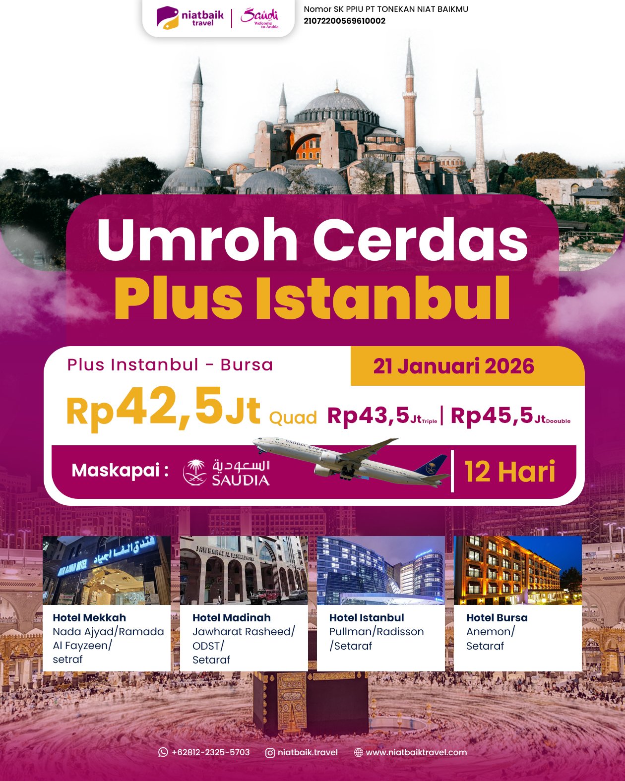 Umroh Cerdas Plus Turki 21 Januari 2026