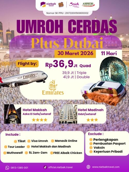 Umroh Cerdas Plus Dubai 30 Maret 2026